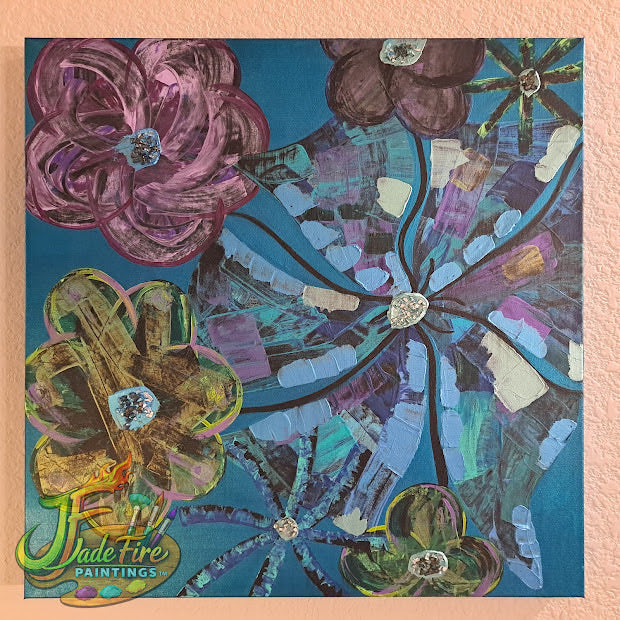 Abstract Blue Flower Swipe