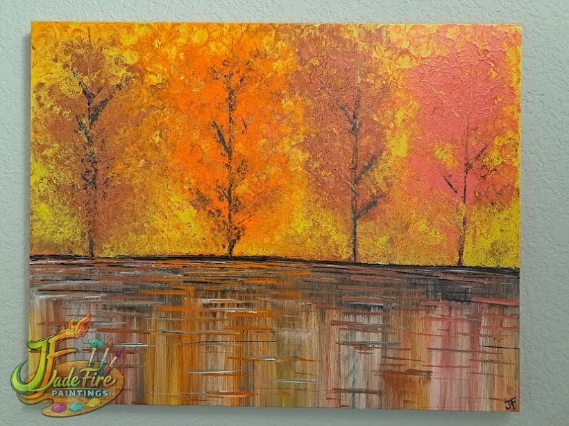 Orange Autumn Tree Reflection