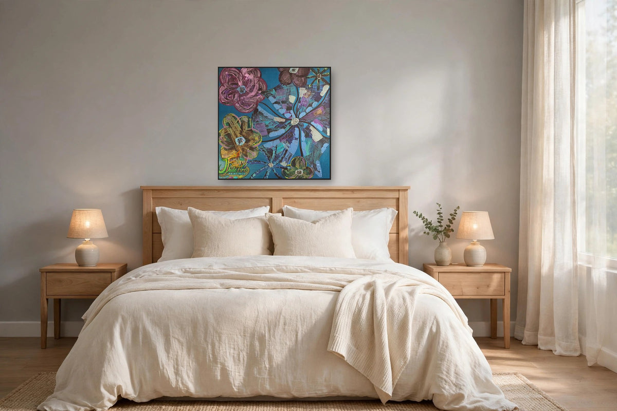Abstract Blue Flower Swipe